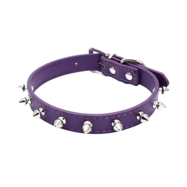 dog collar leather with metal nails S